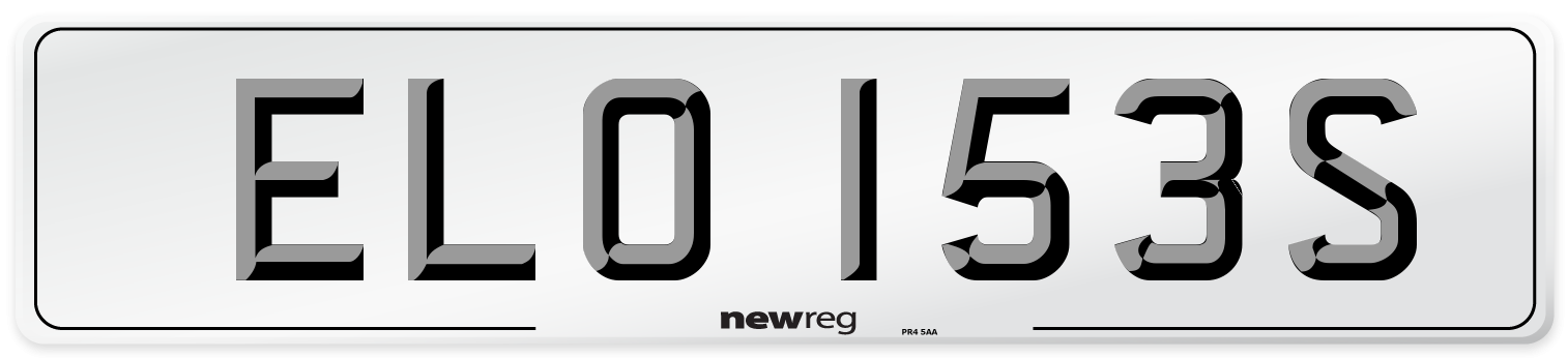 ELO 153S Number Plate from New Reg